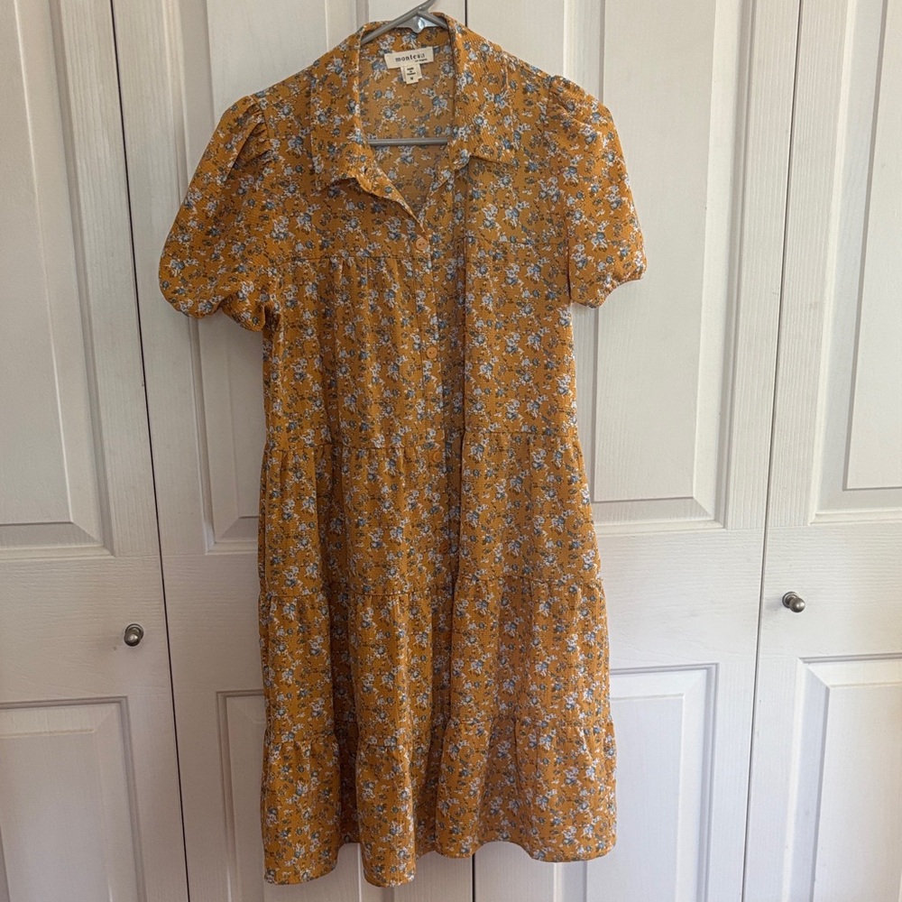 Floral Mustard Midi Dress